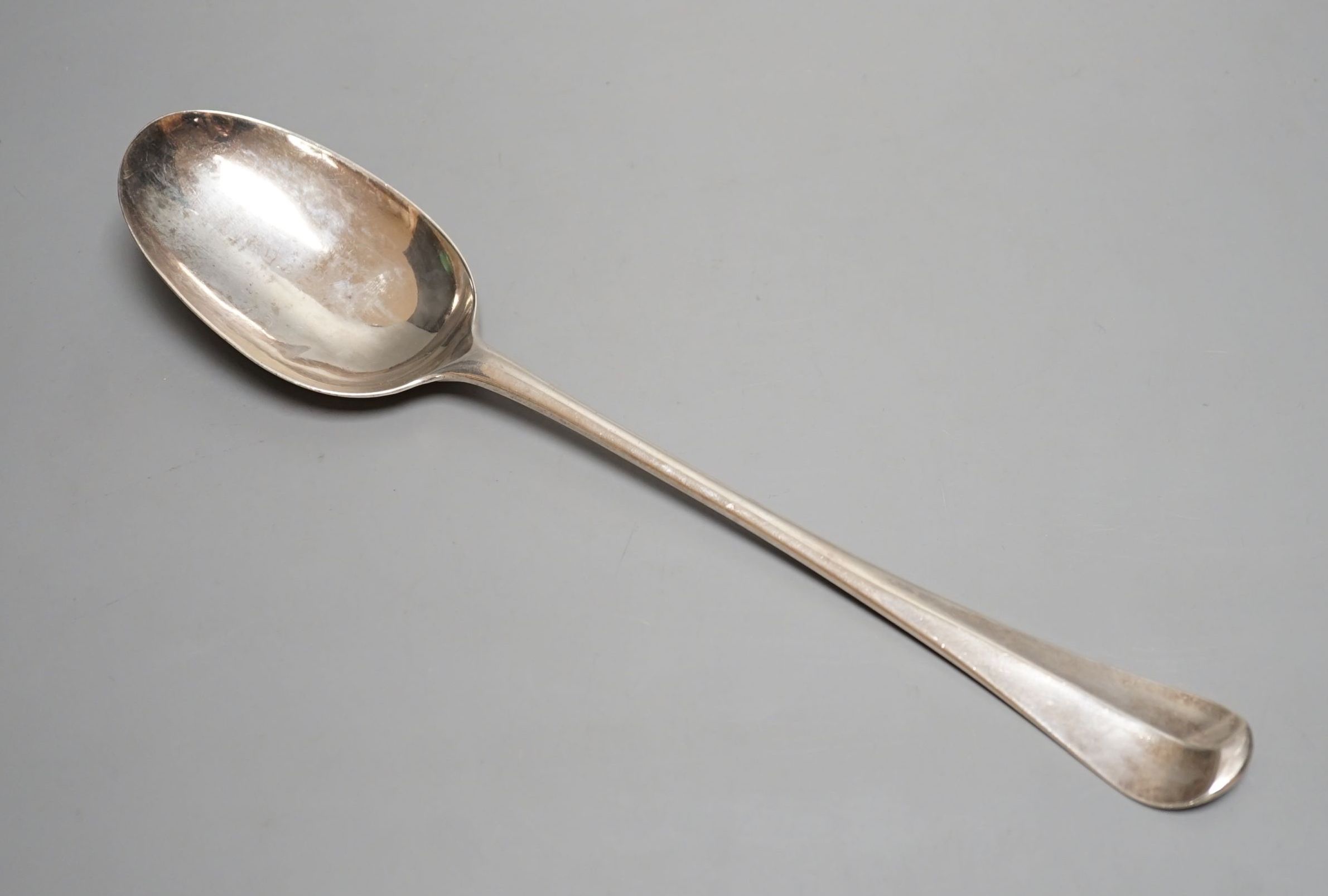A George II silver Hanovarian pattern basting spoon, James Wilks, London, 1732, 31.3cm